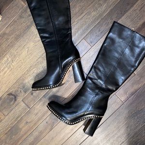 COACH Justina Tall Black Leather Boots